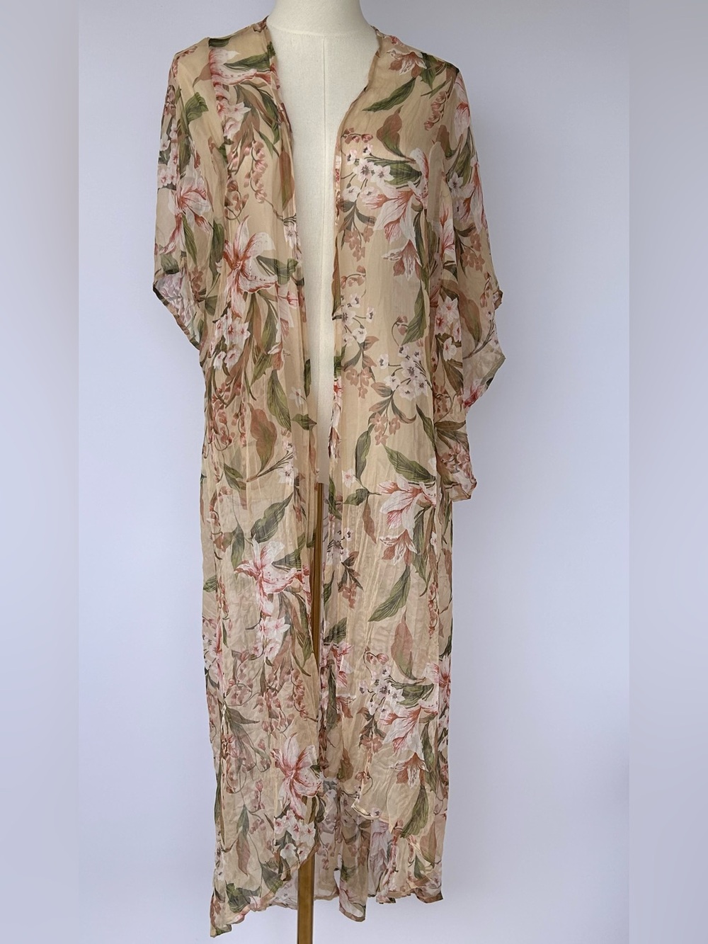 Band of Gypsies Women’s Sheer Floral Print Kimono Duster Cardigan Size Medium